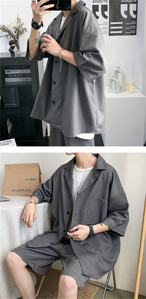 ジャケット　シャツ　半ズボンセット Amazon.co.jp: メンズセットアップジャケットハーフパンツシャツ